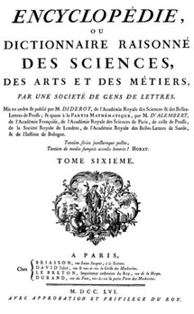 Couverture du tome 6 de l'encyclopédie de Diderot