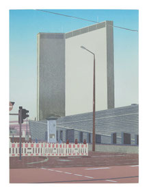 Sebastian Harwardt, Hallcube, von hinten, Farbholzschnitt, 100x70cm, 2025