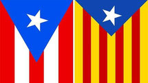 Bandera de Puerto Rico (izda.) y la estelada (dcha.).