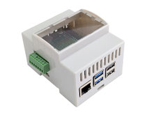Compact DIN-rail enclosure with circuit board for Raspberry Pi 4 and 5
