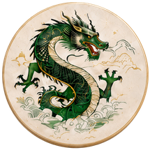 Dragon vert symbolisant la sagesse, le recul et la décision en Feng Shui.