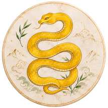 Serpent symbolisant l’ancrage, la vigilance et la stabilité intérieure en Feng Shui.