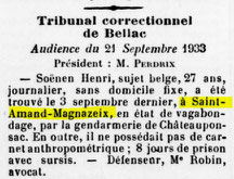 Le Nouvelliste de Bellac 24/09/1933