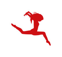 Grafik von einem springenden roten Funken in Gestalt eines Mädchens entwickelt und entworfen von Funkenflug Design Münster.