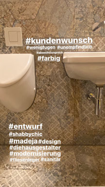 Toilettensanierung - Kundenwunsch shabby look , wenig fugen , Unempfindlichkeit 