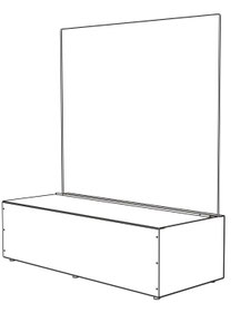 Skizze eines Windschutz-Moduls Casablanca mit integrierter Sitzfläche für mehr Platzkapazität auf der Terrasse