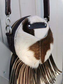 SAC A MAIN ROND EN CUIR WESTERN FRANGES