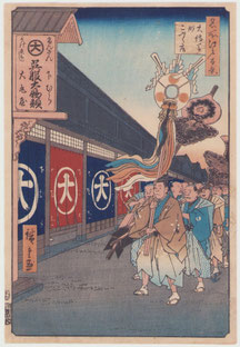 Cent vues célèbres d'Edo, Les boutiques de soie à Ôdenma-chô (VENDUE)