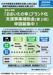 令和６年度「おおいたの幸」ブランド化支援事業補助金リーフレット（表）画像