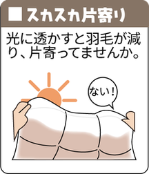 羽毛が劣化：ダウンが片寄る