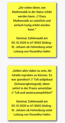 15.10.2020: Rückmeldungen der PädagogInnen zu unserem ersten Seminar Zahlenwald wurden in Deutschland online gestellt!