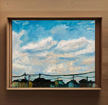 かいがのみせあかちゃん　風景画　油彩画　絵画　アート