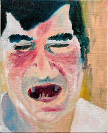 かいがのみせあかちゃん　油彩画　人物画　肖像画　男　顔　ユニーク　面白い
