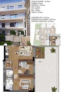 Apartament 3 camere cu Terasa Piață Unirii