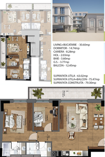 Apartamente 3 camere, etaj 1, piață unirii 