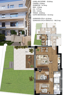 Apartament 3 camere cu grădină si terasa Piață Unirii