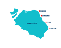 Carte des sites de plongée à Nusa Penida Est