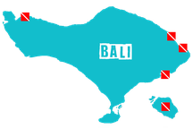 Carte des sites de plongée principaux de Bali