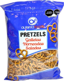 Snack Pretzel Salado Malteado. Presentación 1 Kg. Kosher parve OU. Origen USA.