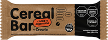 BARRA DE CEREAL CACAO con algarroba, quinoa, maní y cacao. Gramaje 25gr. Presentación individual o en tripack. Apto celíaco, vegano y Kosher Parve: Bobek. Origen: Argentina.