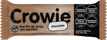BARRA DE ARROZ BAÑADA EN CHOCOLATE, con semillas de chía, sésamo y chía. Gramaje 12gr. Presentación individual o en tripack. Apto celíaco, vegano y Kosher Parve: Bobek. Origen: Argentina.