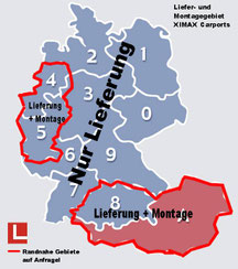 Liefer- + Montagegebiet Alucarports
