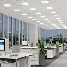 Installation de dalles LED UGR<19 dans un open space lumineux pour un confort visuel optimal – Daiselec