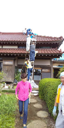 千葉土建　八街支部　ボランティア　ブルーシート