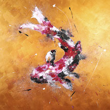 Gold red koi, acryl on canvas, Dominique Lenoir