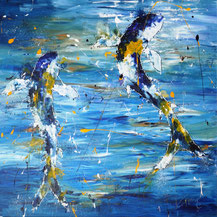 Fishes, acryl on canvas, Dominique Lenoir