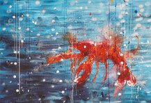 Floating Lobster, acryl on canvas, Dominique Lenoir
