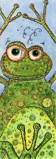 Exponattitel: Tierisch Nr. 4 / Bucheinmerker - Exponatgröße: 7,5 x 21 - Art: Tusche- und Aquarellmalerei - Signatur: datiert, signiert - Copyright by Emil Pelz 2018
