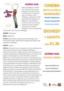 Rivergaro: Cinema Sotto Le Stelle 2019   Agosto, giovedì 1 : NORMA RAE dalle ore 21:30 giardino di Via Don Veneziani, 64 - Rivergaro (PC) di fronte alla Casa del Popolo