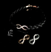 Pferdehaar Armband Infinity/ Unendlichkeitszeichen in Gold
