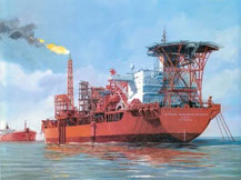 72440,  FPSO schwimmende Öl-Plattform, Schreiber-Bogen Kartonmodell im Maßstab 1:200