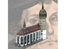 758,  Schlosskirche Wittenberg,  Kartonmodell im Maßstab 1:200