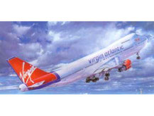 Modellbausatz des Passagierflugzeuges Boeing 747 Virgin Atlantic im Maßstab 1:125 von der Firma Heller,  80470