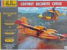 Modellbausatz eines Feuerlöschflugzeuges und Rettungshelicopter im Maßstab 1:72 von der Firma Heller,  53009