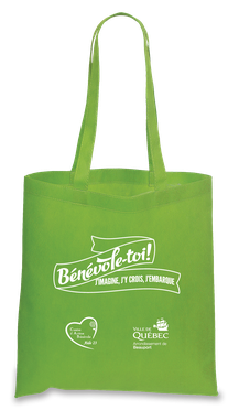 sac reutilisable vert lime - Bénévole-toi! j'imagine, j'y crois, j'embarque - Arrondissement de Beauport