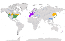 Karte zur Verbreitung der Gattung Aix