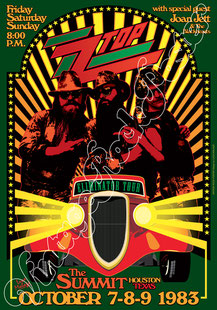 ZZ TOP, zztop poster, zz top concert, joan jett