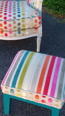 Réfection tabouret assorti