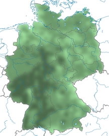 Karte zur Verbreitung der Sumpfmeise oder Nonnenmeise (Poecile palustris) in Deutschland