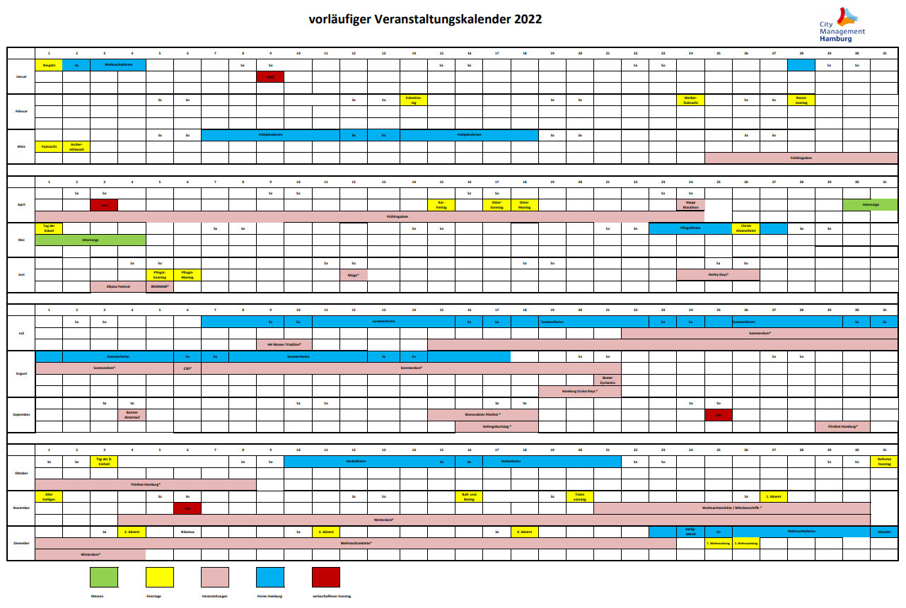 Vorläufiger Veranstaltungskalender - City Management Hamburg