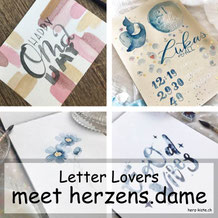 Letter Lovers - herzens.dame zu Gast im Lettering Interview mit einer Anleitung für eine einfache Watercolor Geburtstagskarte