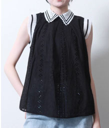 衿付きレース フレンチトップス  【SALE】3,480円(税込)   