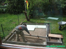 Fundament Garten Sauna selbst gebaut Blockhaus