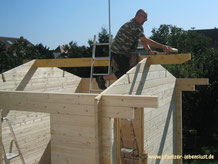 Garten Sauna selbst gebaut Blockhaus Holz Gartensauna Aufbau Dach