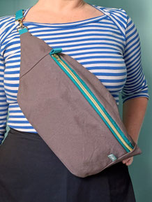 Cross Body Bag Upcycling Plane grau