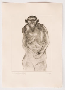 Autoportrait, monotype sur papier de Cécile Beaupère
